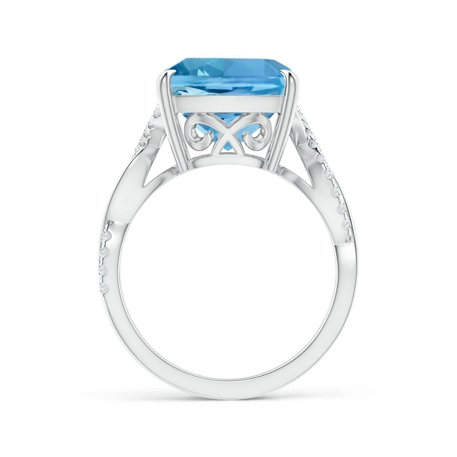 For Sale:  ANGARA GIA Certified Natural Aquamarine Ring in White Gold with Diamonds 2