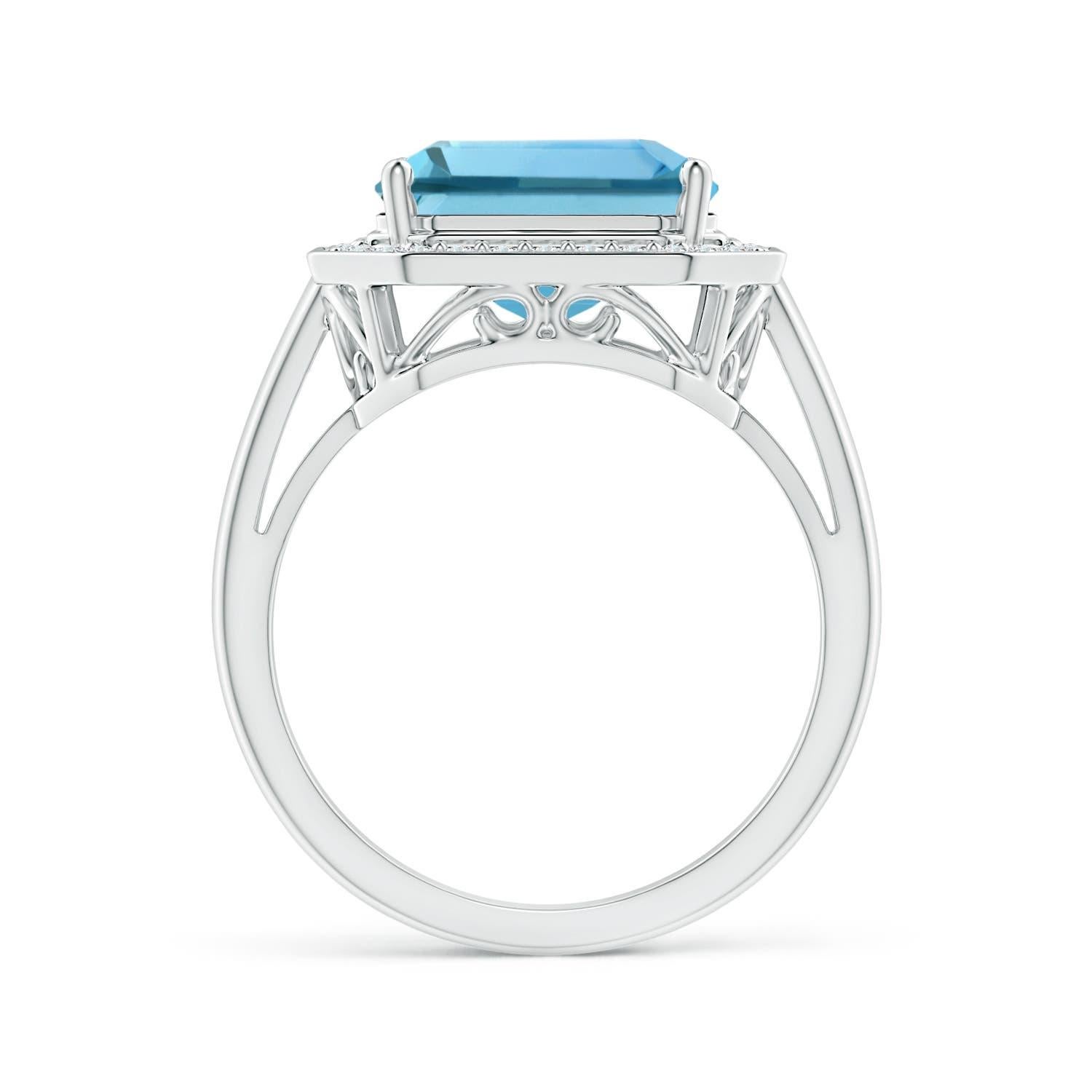 For Sale:  GIA Certified Natural Aquamarine Ring in White Gold with Diamonds 2