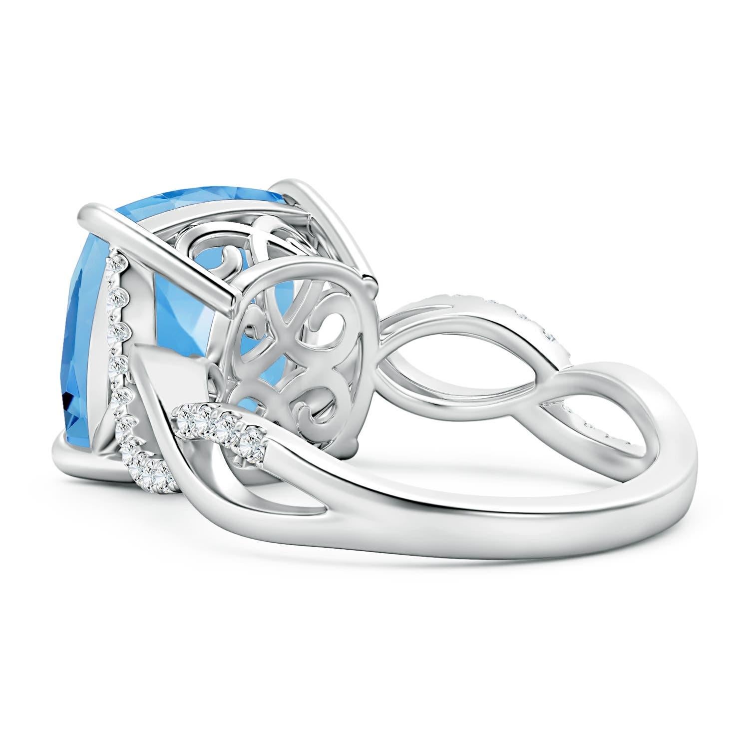 For Sale:  ANGARA GIA Certified Natural Aquamarine Ring in White Gold with Diamonds 3