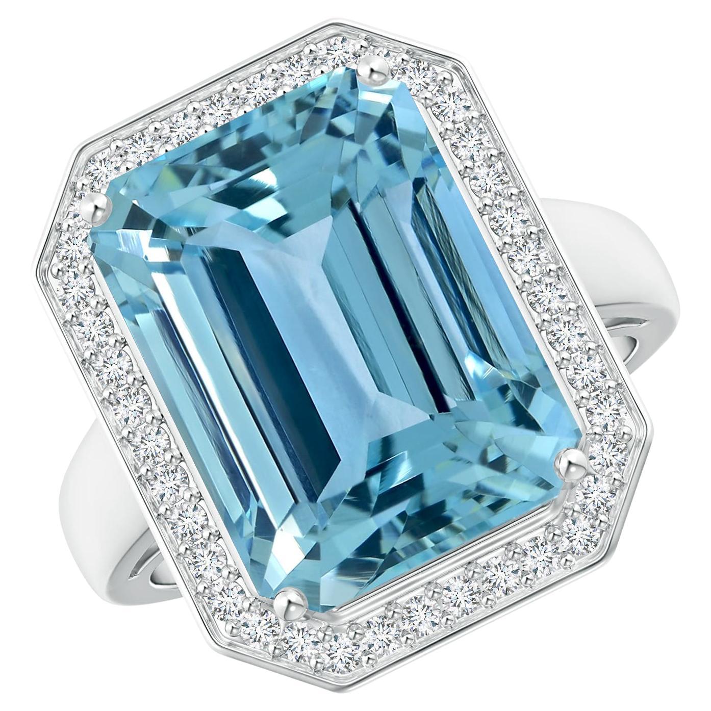For Sale:  GIA Certified Natural Aquamarine Ring in White Gold with Diamonds