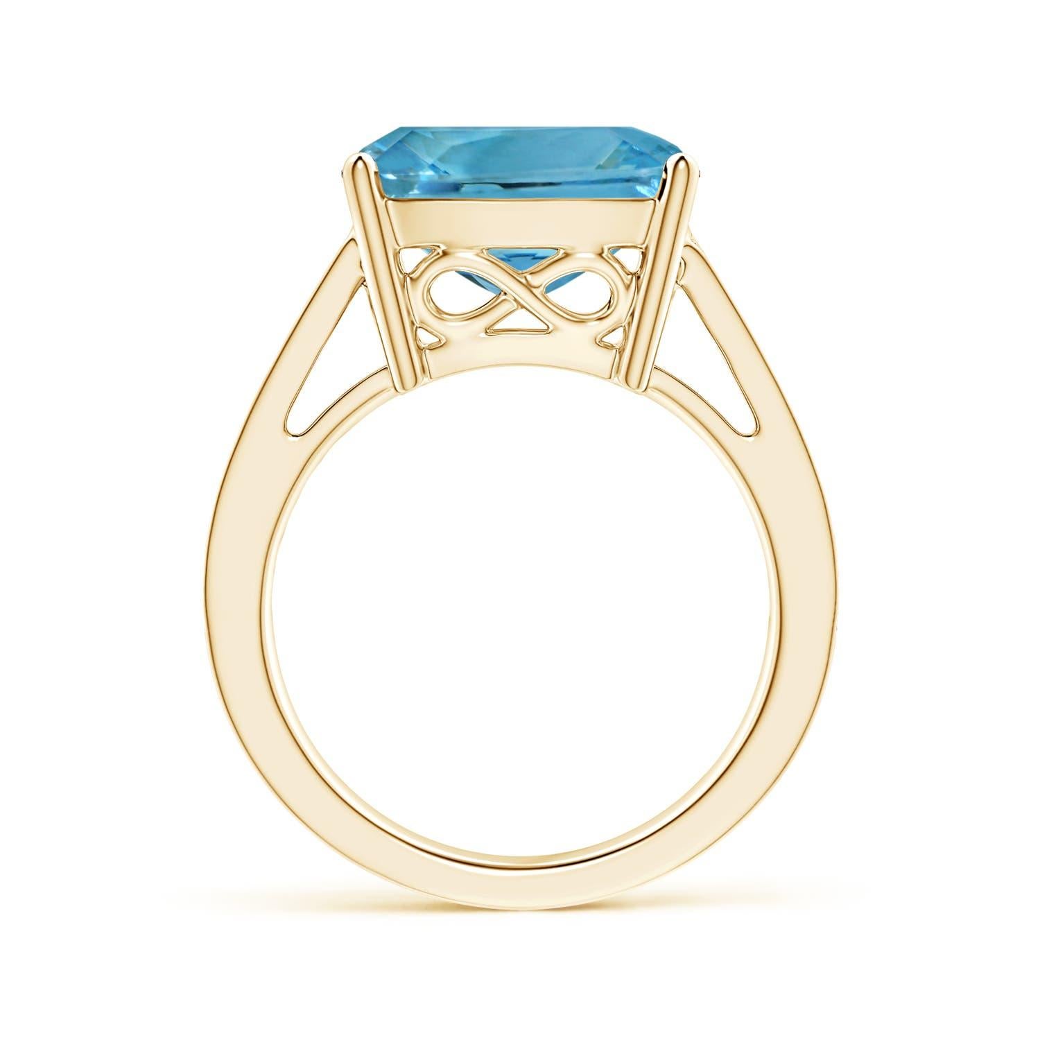 For Sale:  Angara Gia Certified Natural Aquamarine Ring in Yellow Gold for Women 2