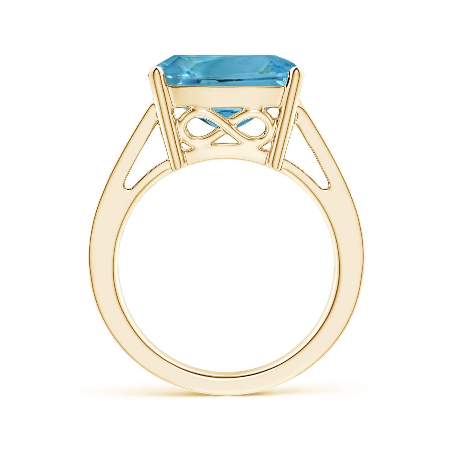 Angara Gia Certified Natural Aquamarine Ring in Yellow Gold for Women 2