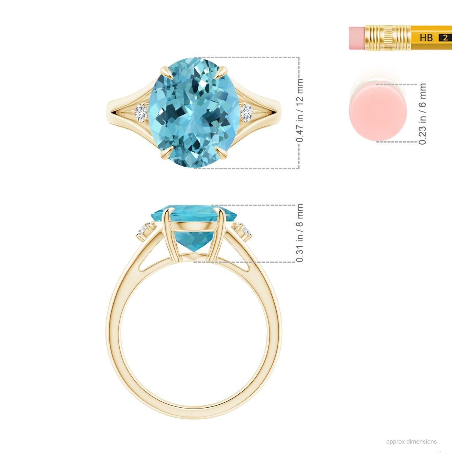 ANGARA GIA Certified Natural Aquamarine Ring in 14K Yellow Gold with Diamond 5