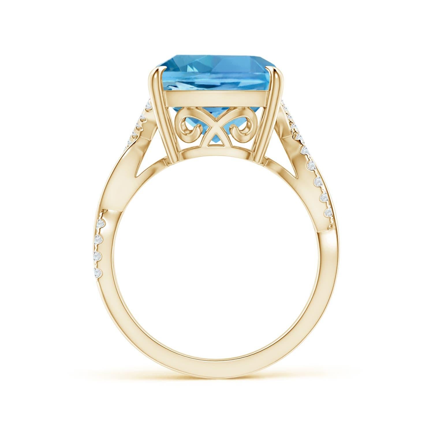 For Sale:  ANGARA GIA Certified Natural Aquamarine Ring in Yellow Gold with Diamonds 2