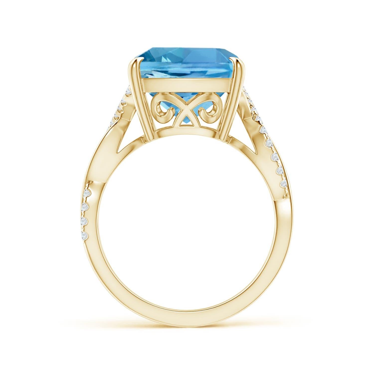 For Sale:  ANGARA GIA Certified Natural Aquamarine Ring in Yellow Gold with Diamonds 2