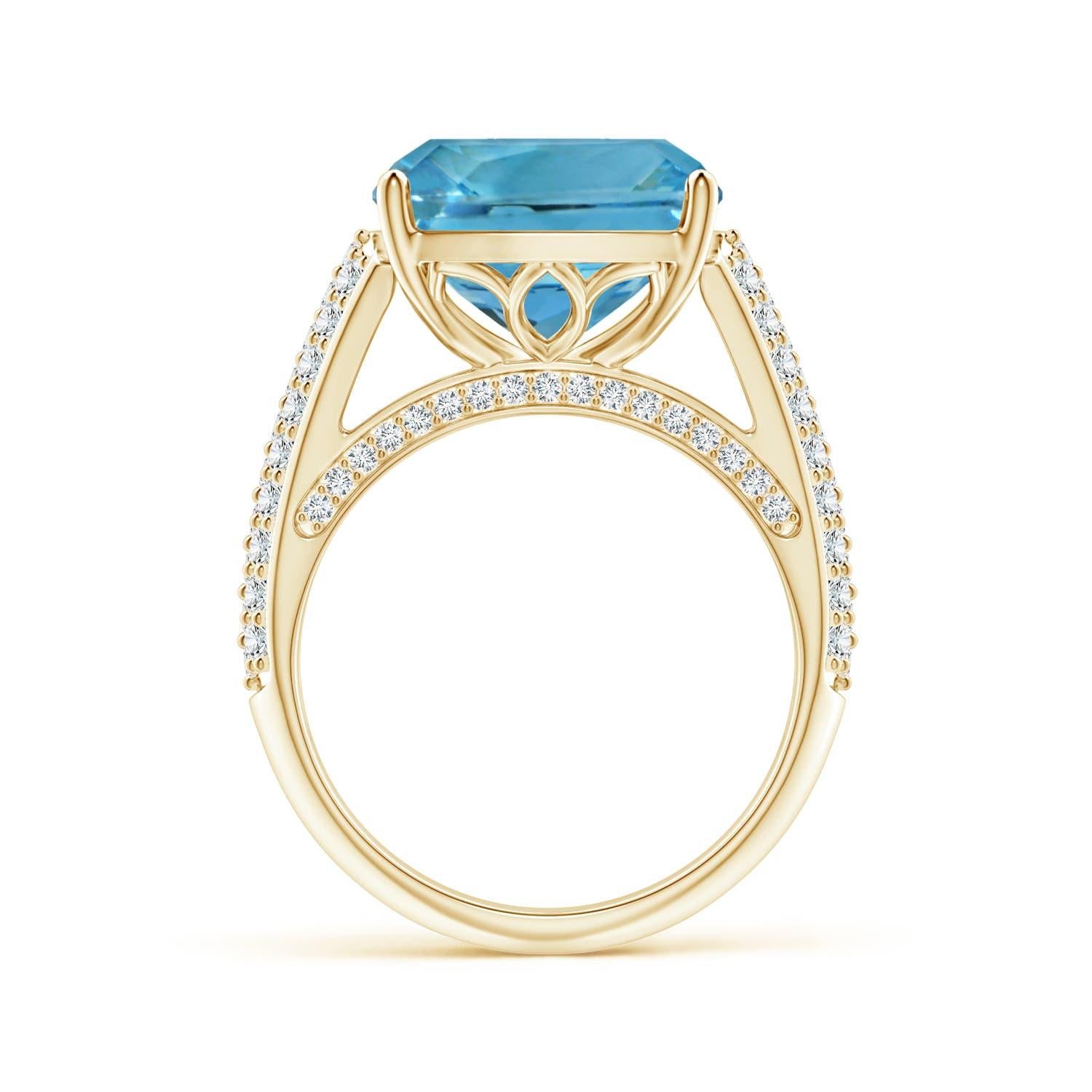 For Sale:  Angara Gia Certified Natural Aquamarine Ring in Yellow Gold with Diamonds 2