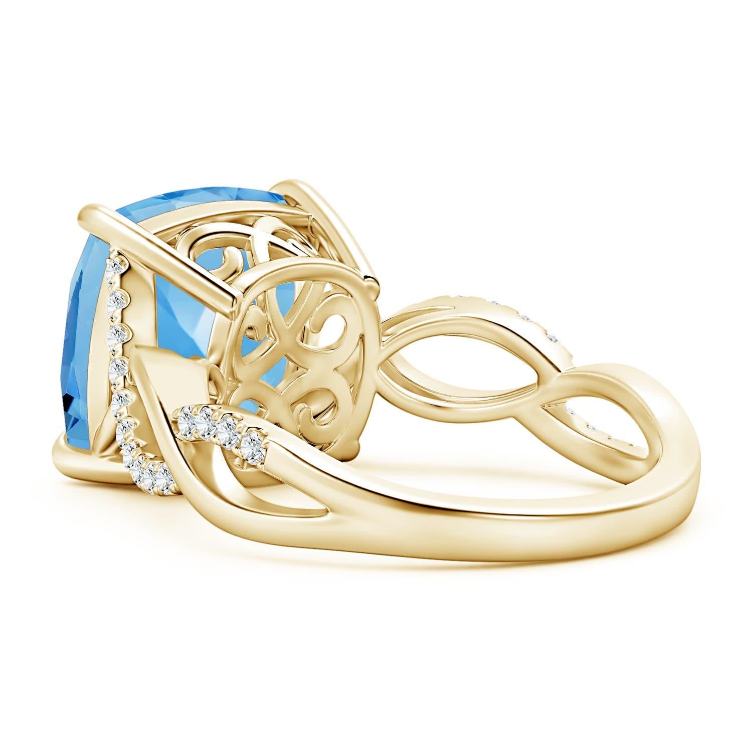 ANGARA GIA Certified Natural Aquamarine Ring in 18K Yellow Gold with Diamonds 3