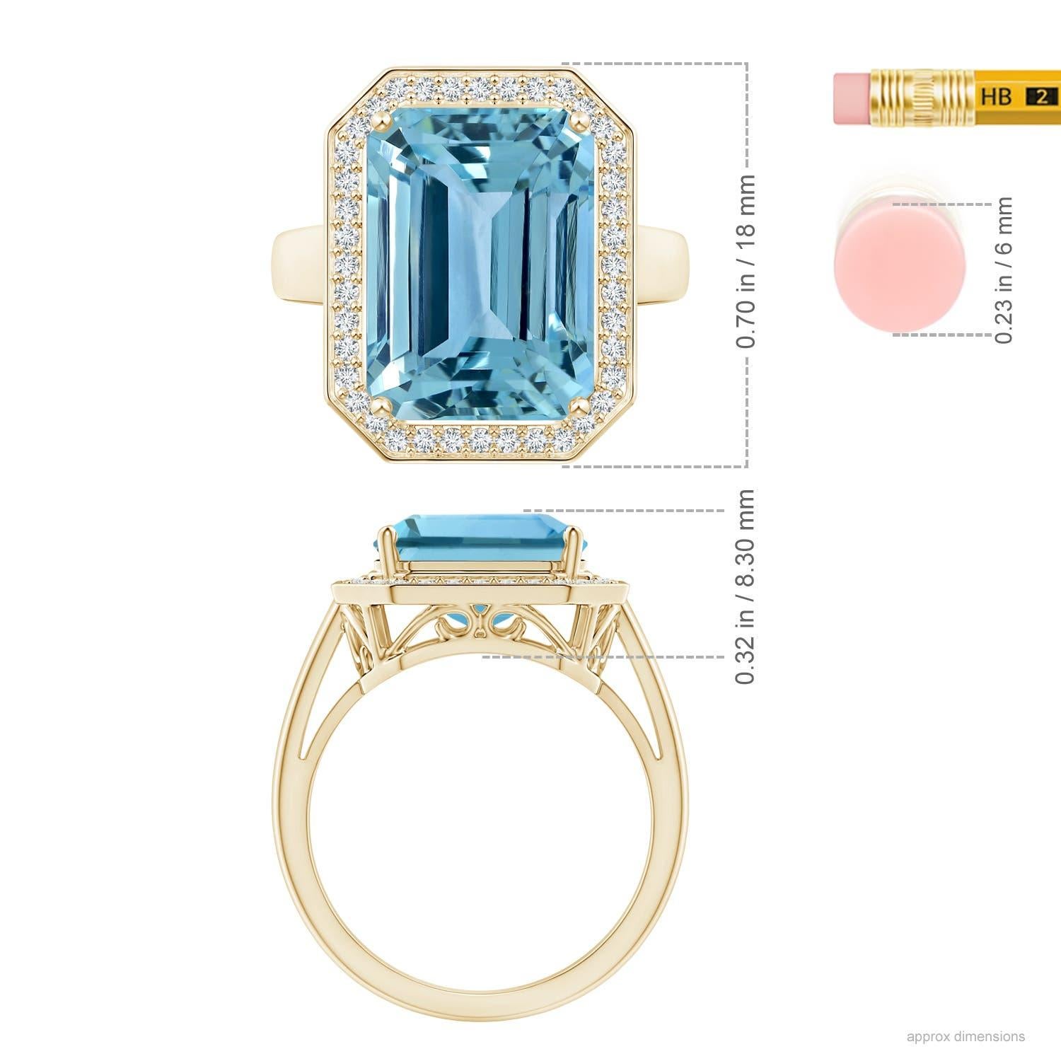 For Sale:  GIA Certified Natural Aquamarine Ring in Yellow Gold with Diamonds 3