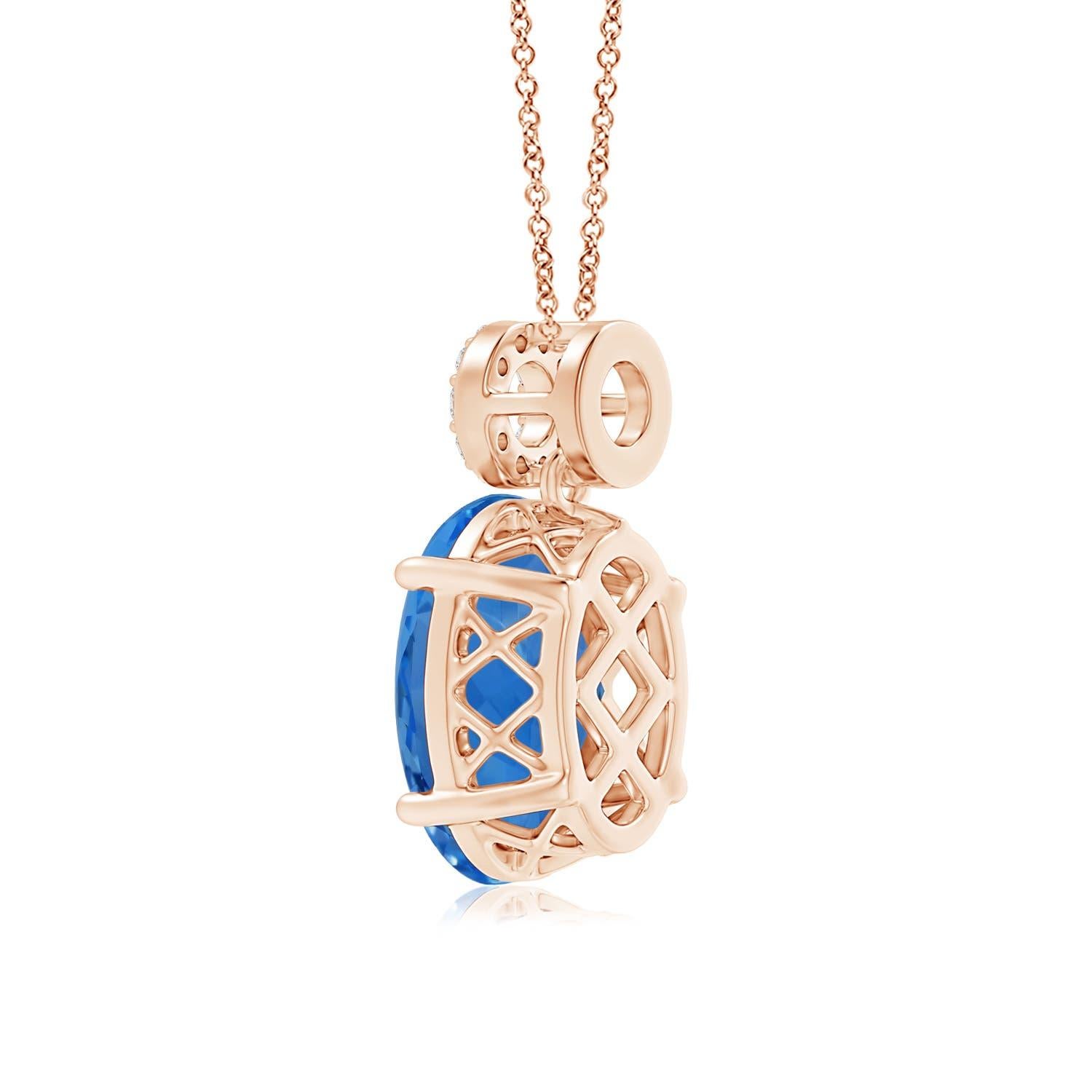 Angara GIA Certified Natural Aquamarine Rose Gold Pendant Necklace In New Condition For Sale In Los Angeles, CA