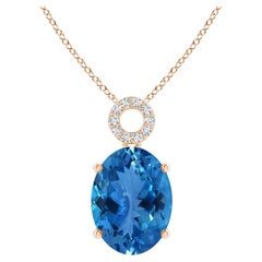 Angara Gia Certified Natural Aquamarine Rose Gold Pendant Necklace