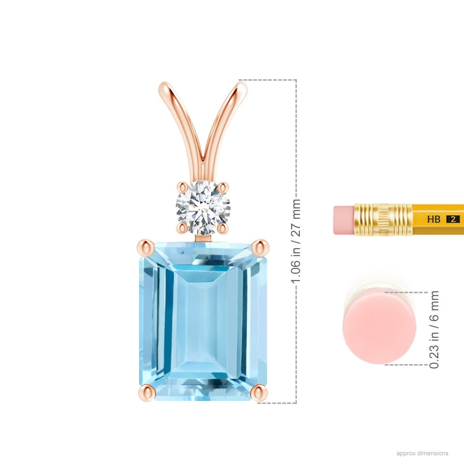 Modern Angara Gia Certified Natural Aquamarine Solitaire Rose Gold Pendant Necklace For Sale