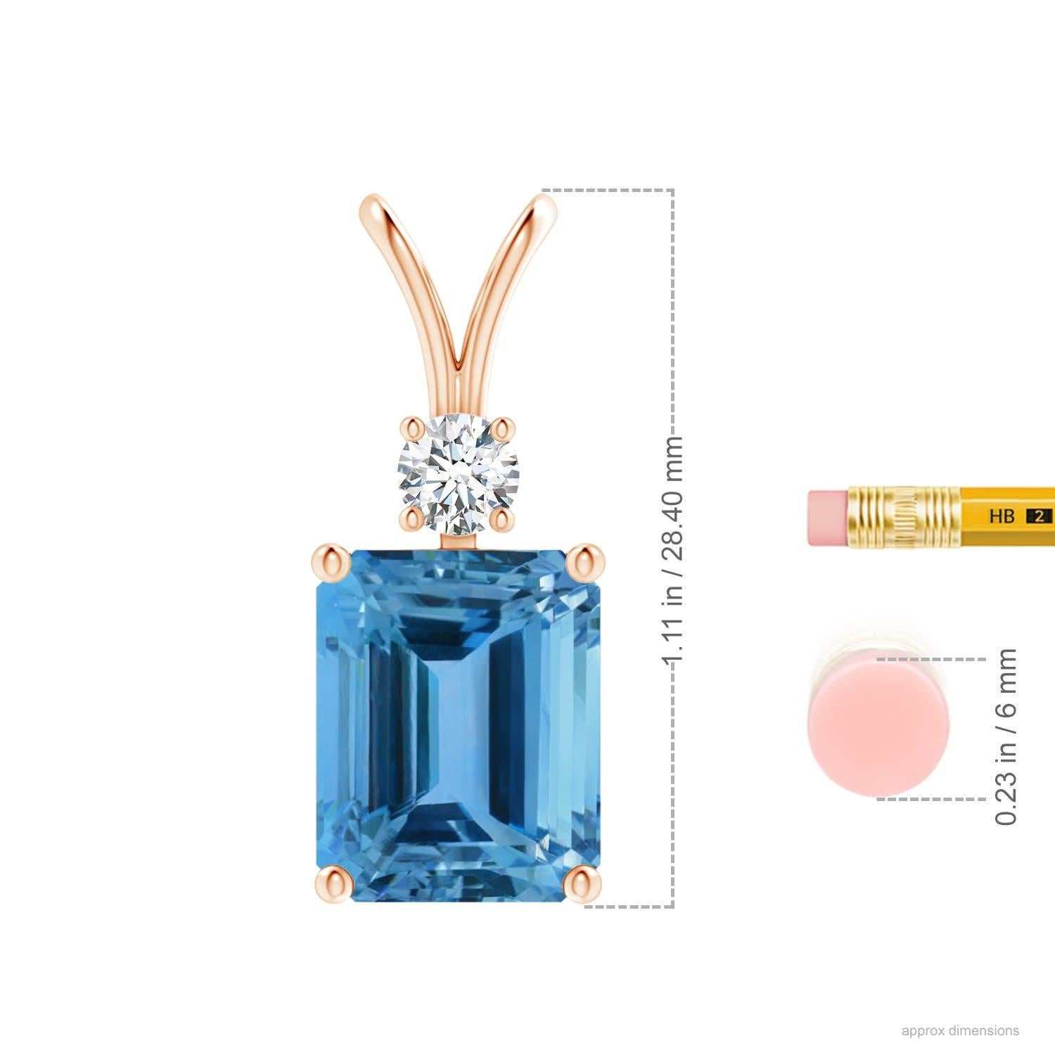 Modern Angara Gia Certified Natural Aquamarine Solitaire Rose Gold Pendant Necklace For Sale