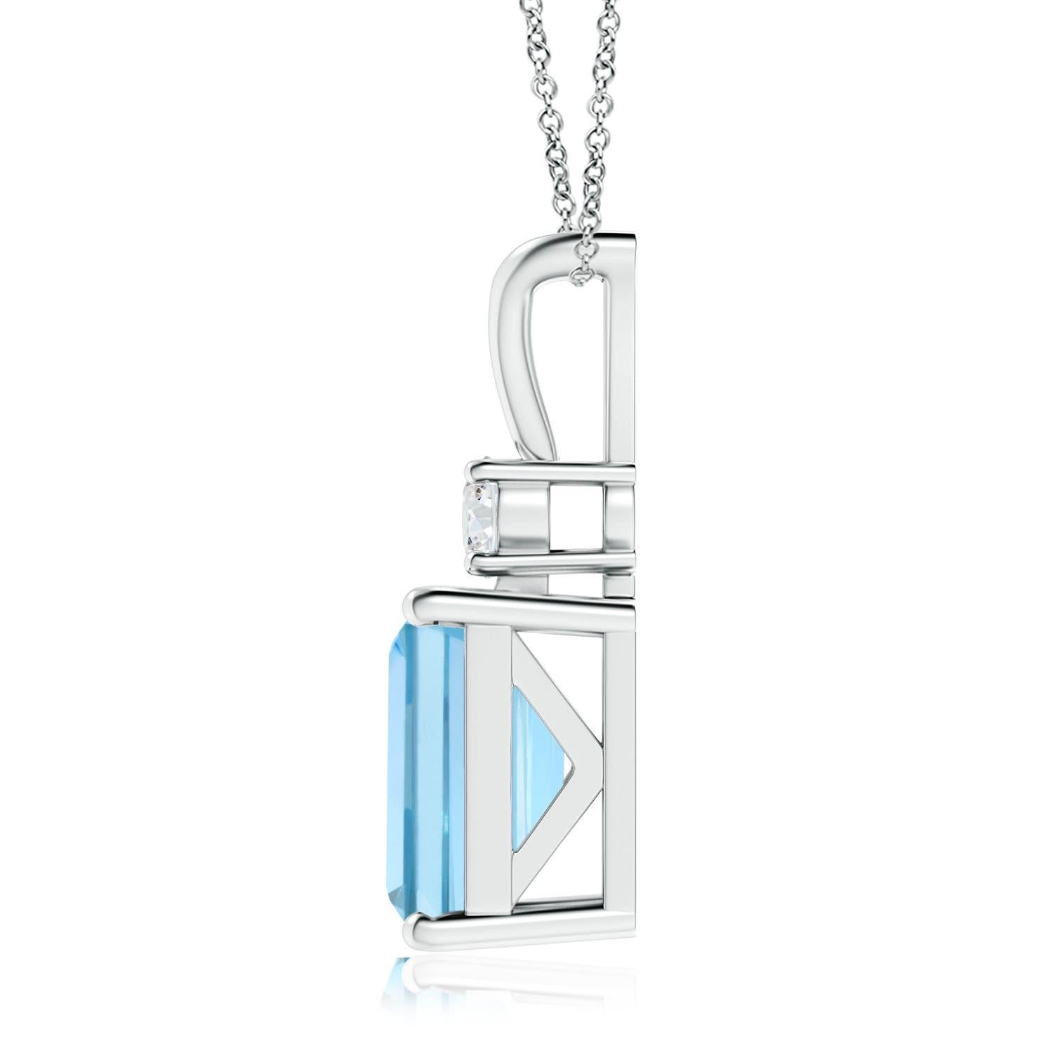 Octagonal GIA Certified Aquamarine Solitaire Pendant
