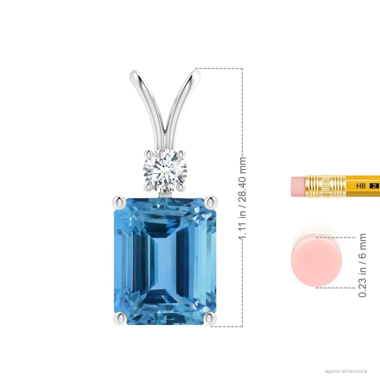 Modern Angara Gia Certified Natural Aquamarine Solitaire White Gold Pendant Necklace For Sale