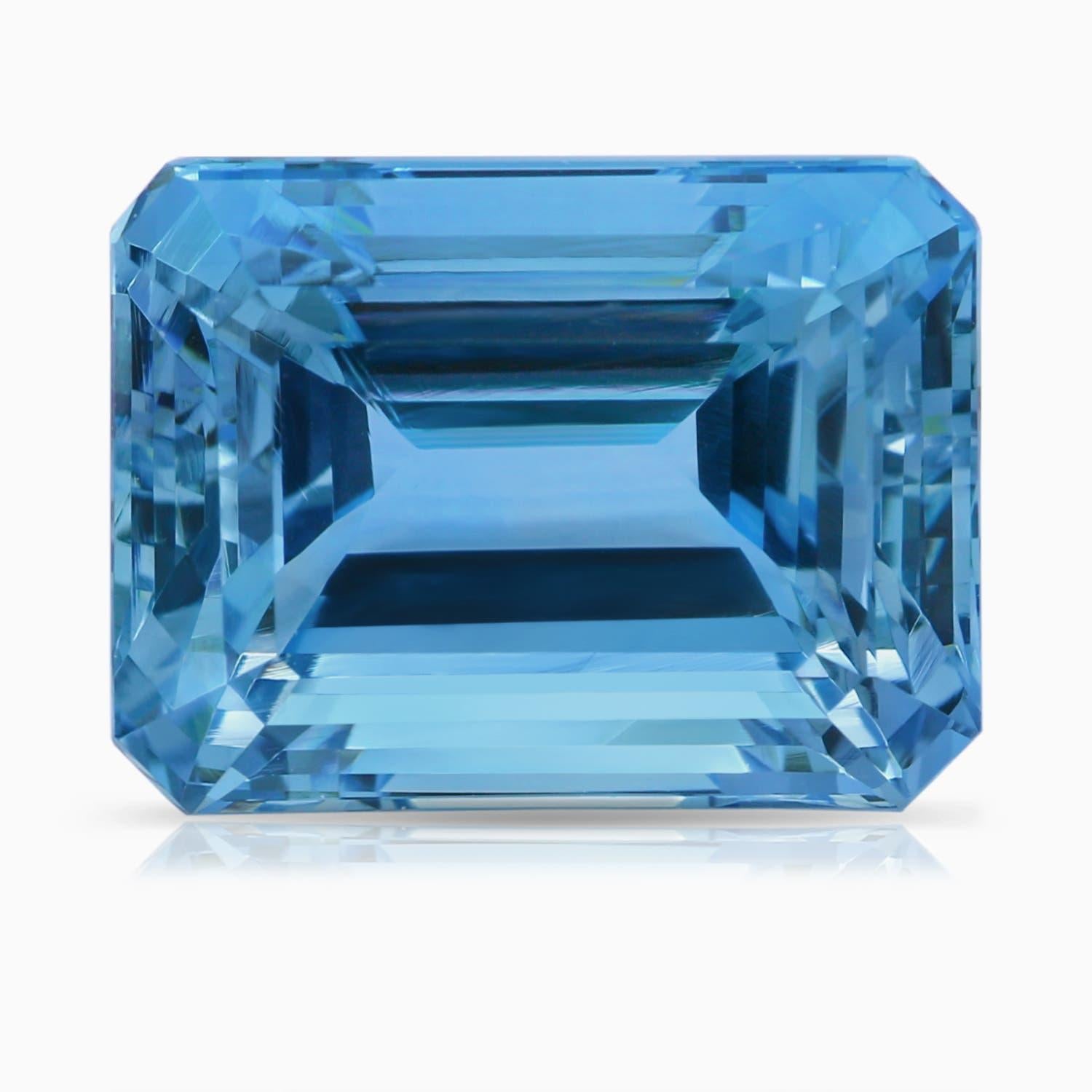 Angara Gia Certified Natural Aquamarine Solitaire White Gold Pendant Necklace In New Condition In Los Angeles, CA