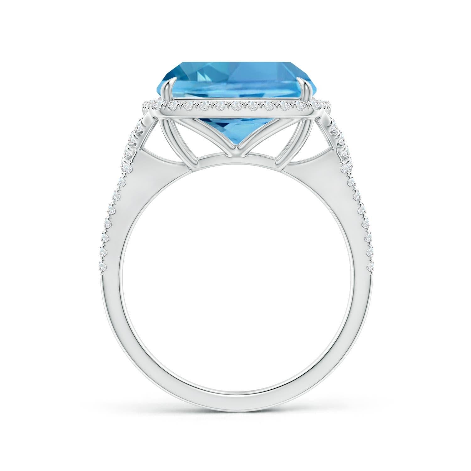 For Sale:  GIA Certified Natural Aquamarine Split Shank Halo Ring in White Gold 2