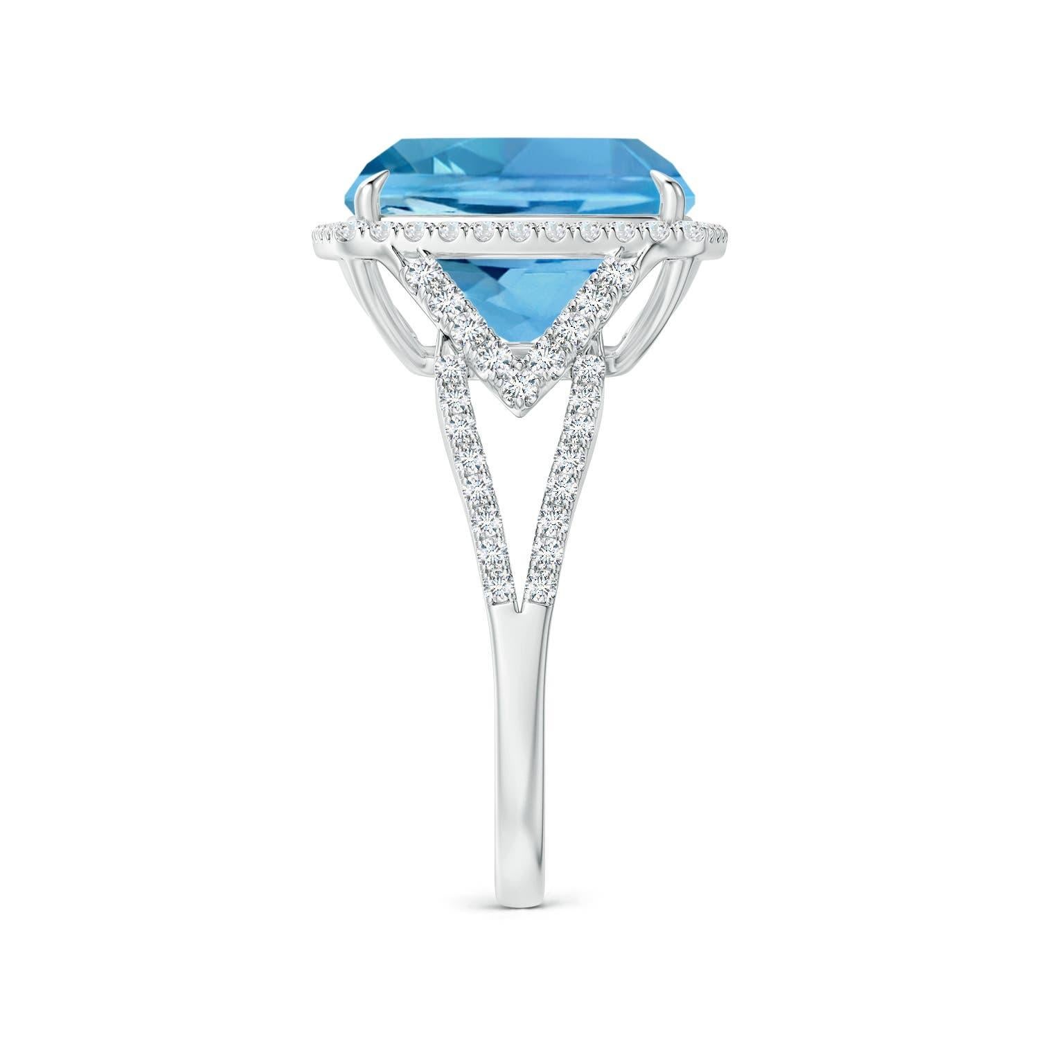 For Sale:  GIA Certified Natural Aquamarine Split Shank Halo Ring in White Gold 3