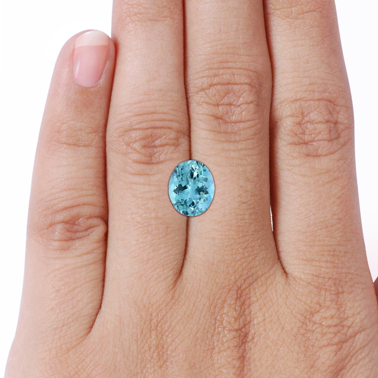 ANGARA GIA Certified Natural Aquamarine Split Shank Ring in White Gold with Halo 7