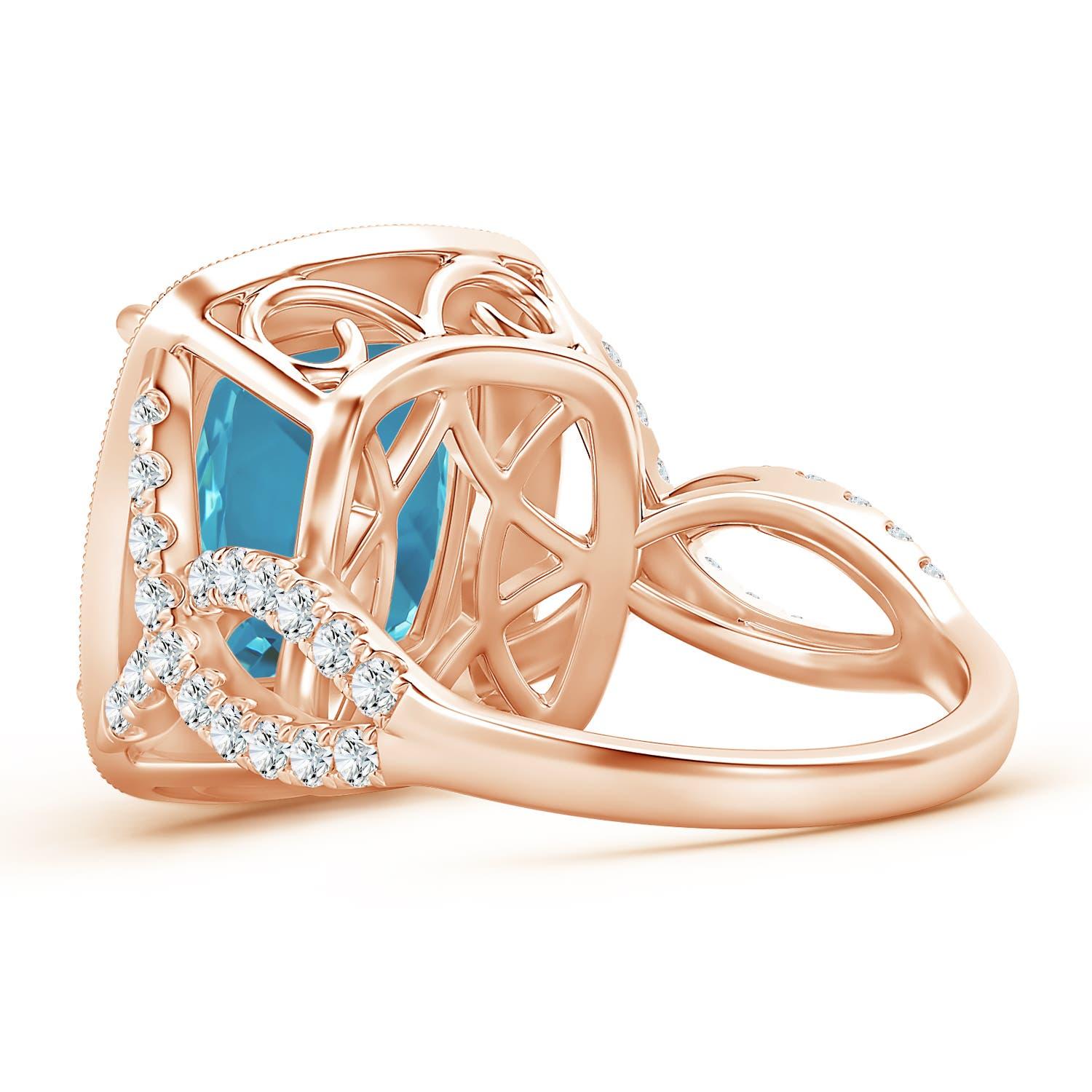 For Sale:  Angara Gia Certified Natural Aquamarine Twisted Infinity Ring in Rose Gold 3