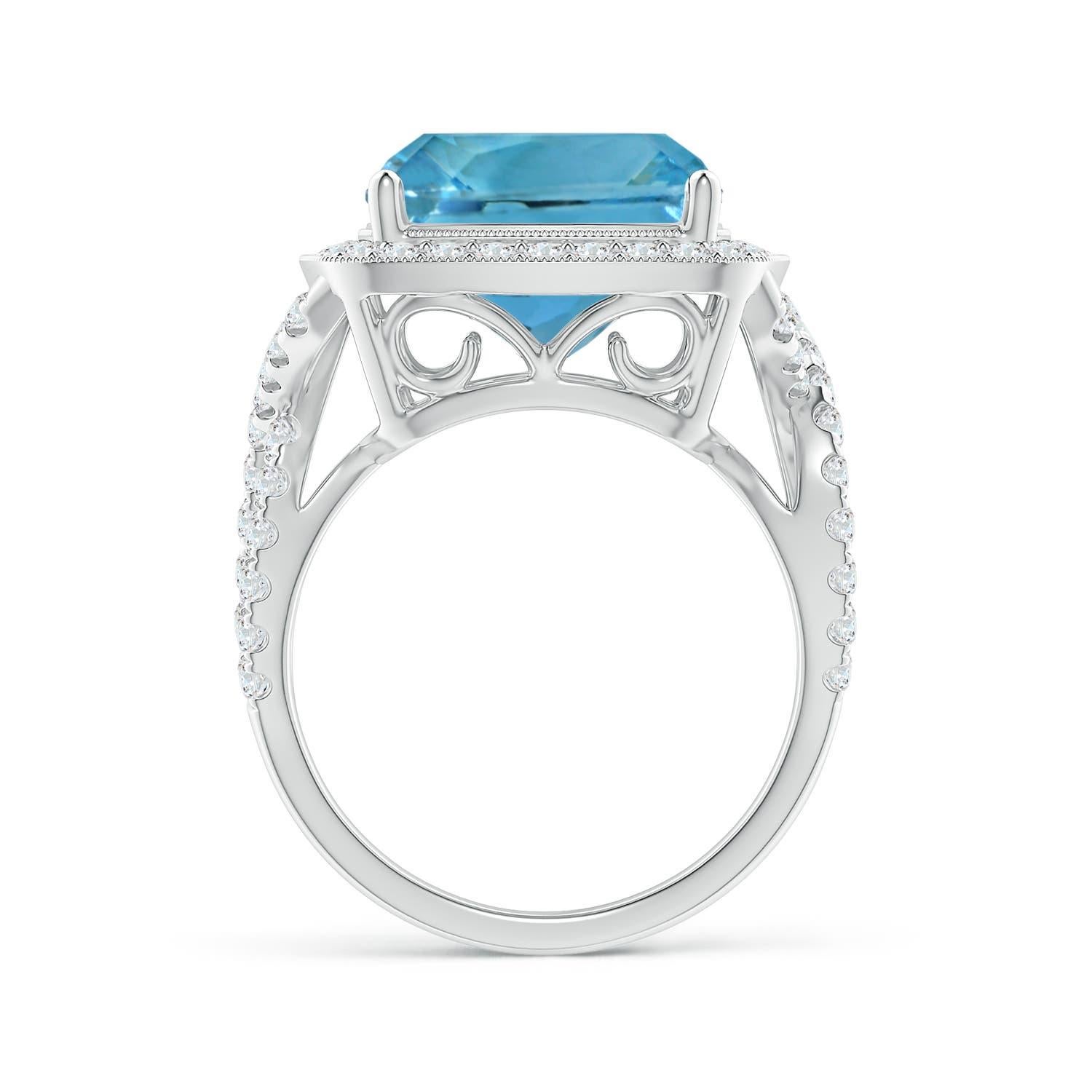 For Sale:  Angara Gia Certified Natural Aquamarine Twisted Infinity Ring in White Gold 2