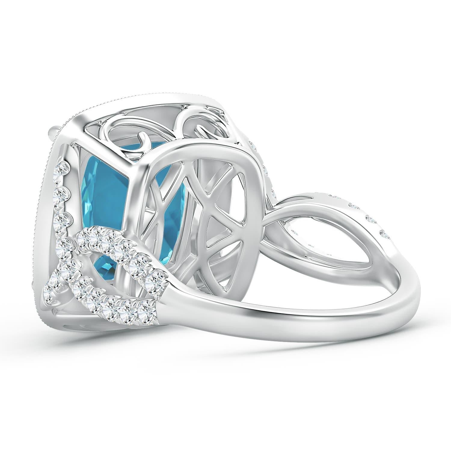 Angara Gia Certified Natural Aquamarine Twisted Infinity Ring in White Gold 3