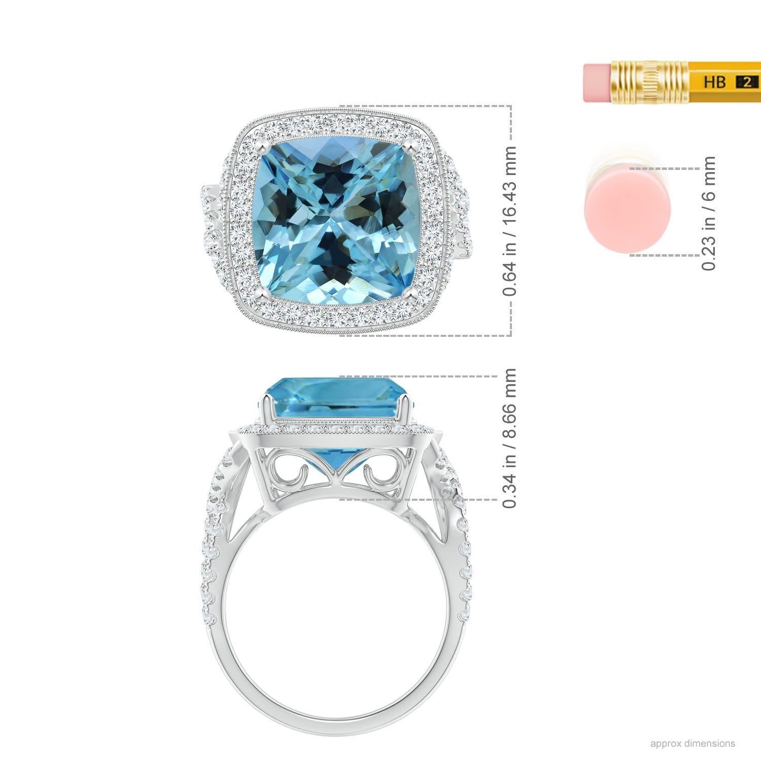 Im Angebot: Angara Gia Zertifizierter natürlicher Aquamarin-Ring mit gedrehtem Unendlichkeitsring aus Weißgold () 4