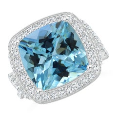 Angara Gia Certified Natural Aquamarine Twisted Infinity Ring in White Gold