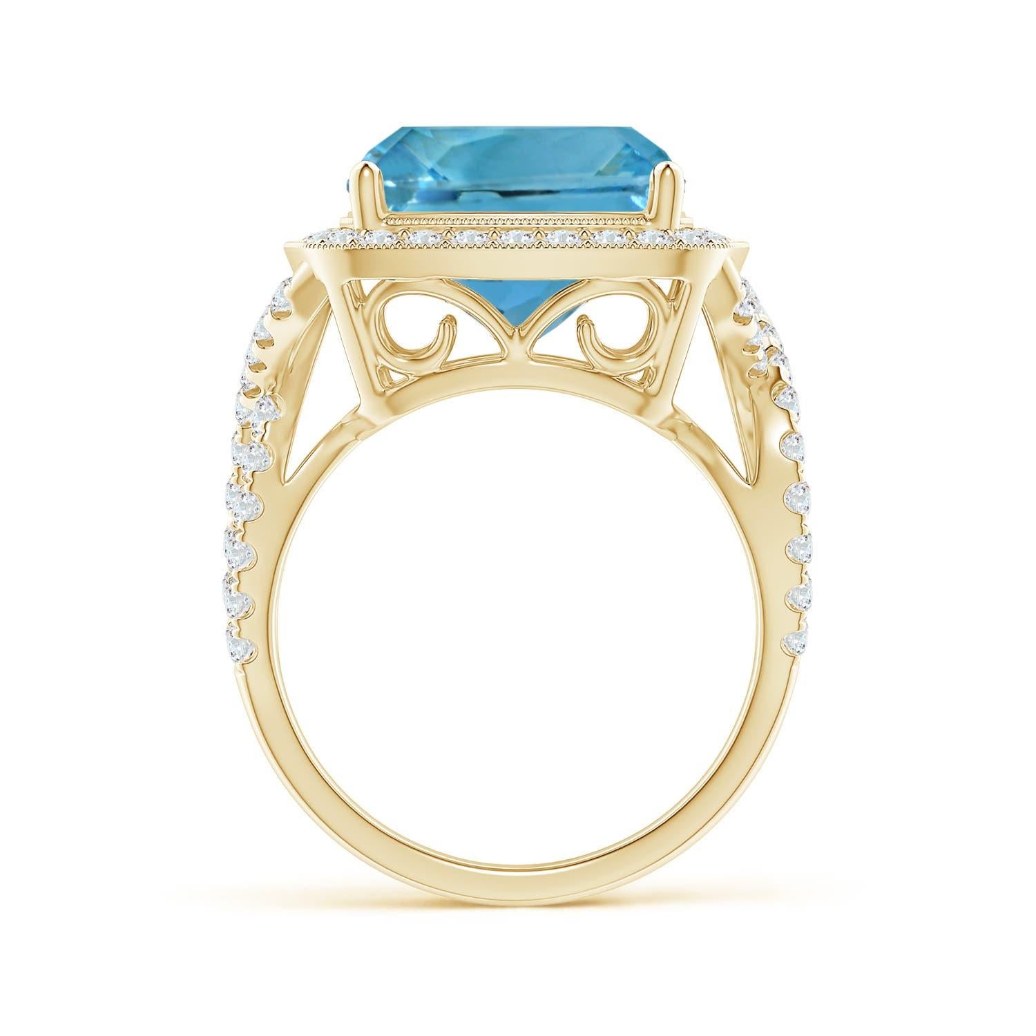 For Sale:  Angara Gia Certified Natural Aquamarine Twisted Infinity Ring in Yellow Gold 2
