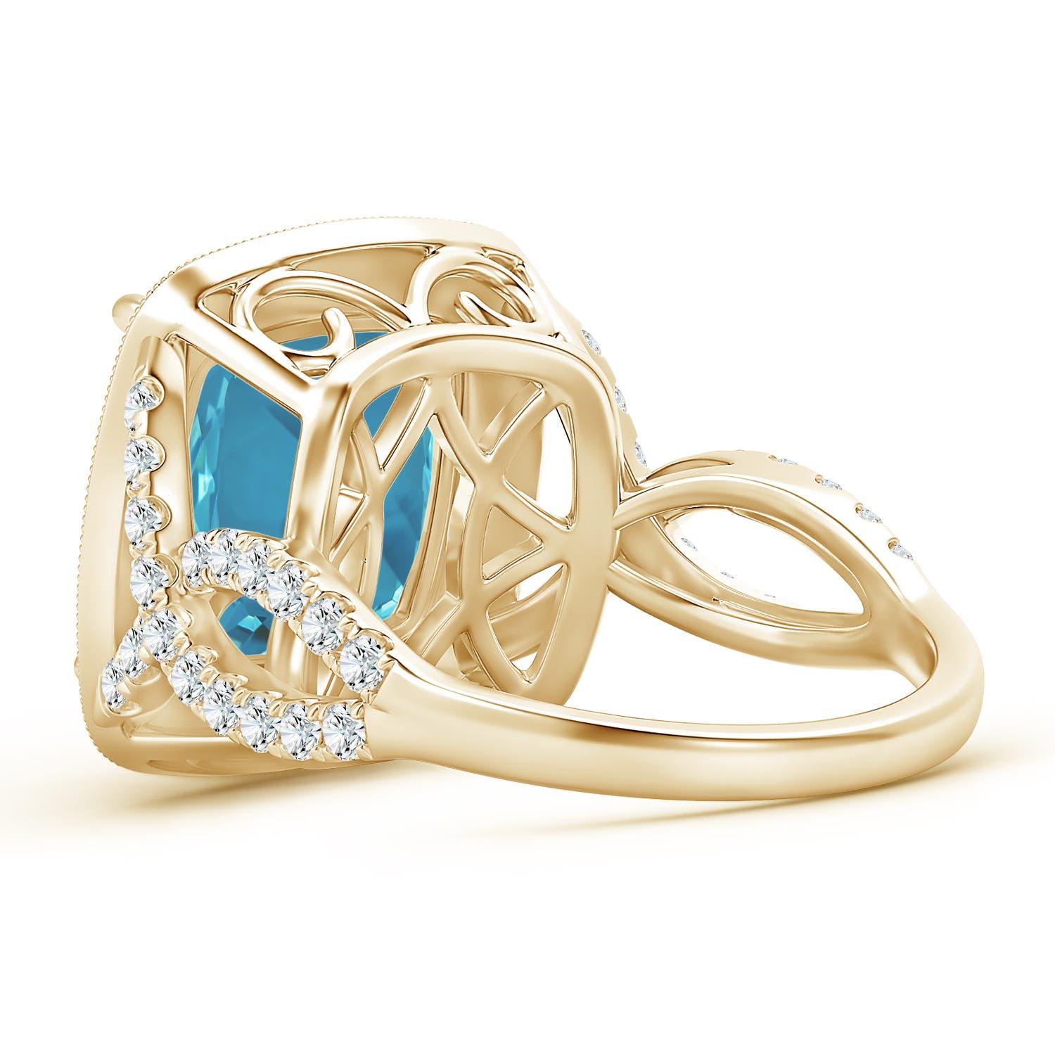 For Sale:  Angara Gia Certified Natural Aquamarine Twisted Infinity Ring in Yellow Gold 3