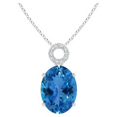 Angara Gia Certified Natural Aquamarine White Gold Pendant Necklace