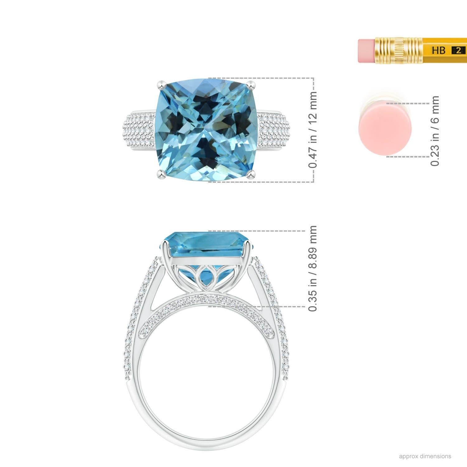 Angara Gia Certified Natural Aquamarine White Gold Ring with Pave-Set Diamonds 5