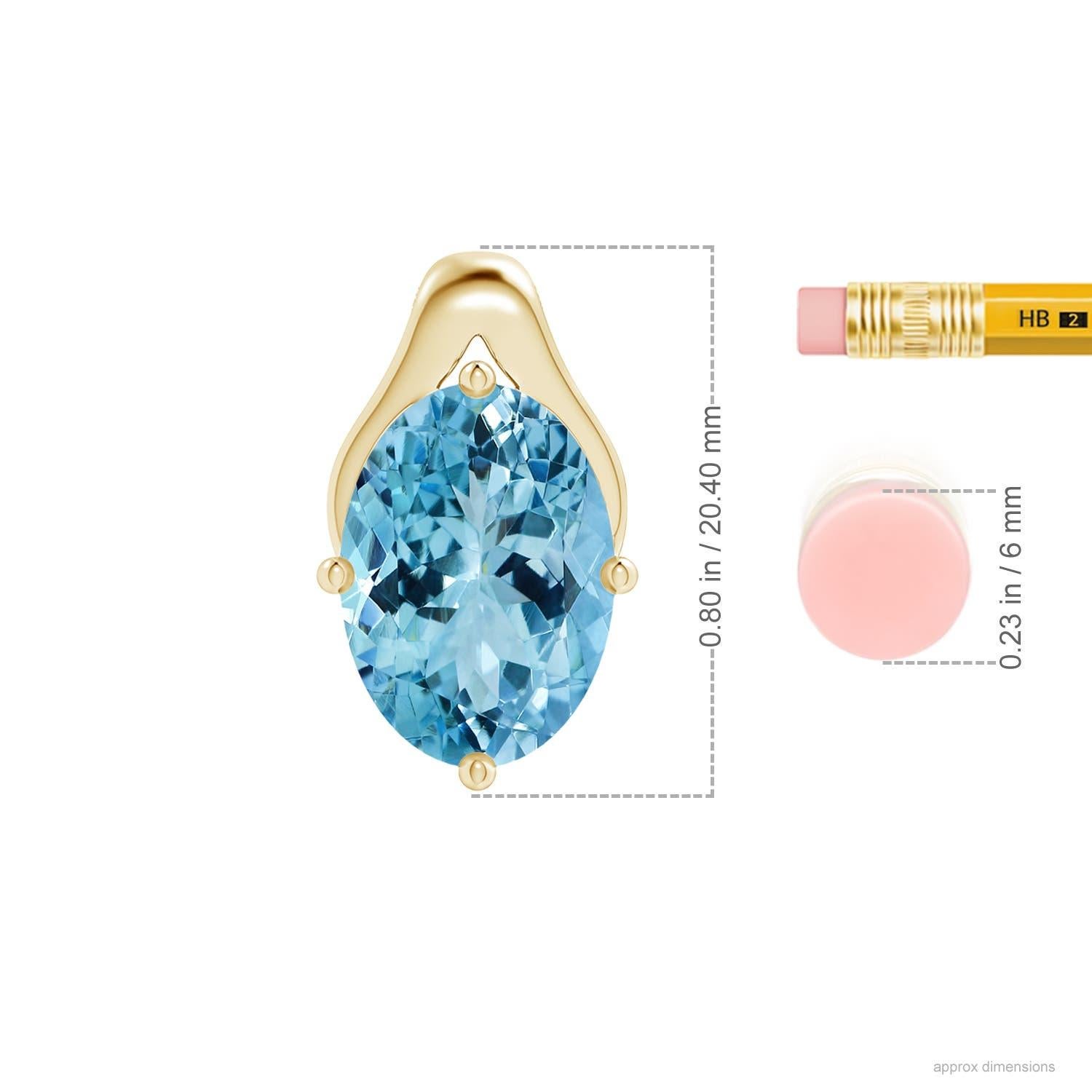 Women's ANGARA GIA Certified Natural Aquamarine Wishbone Yellow Gold Pendant Necklace For Sale