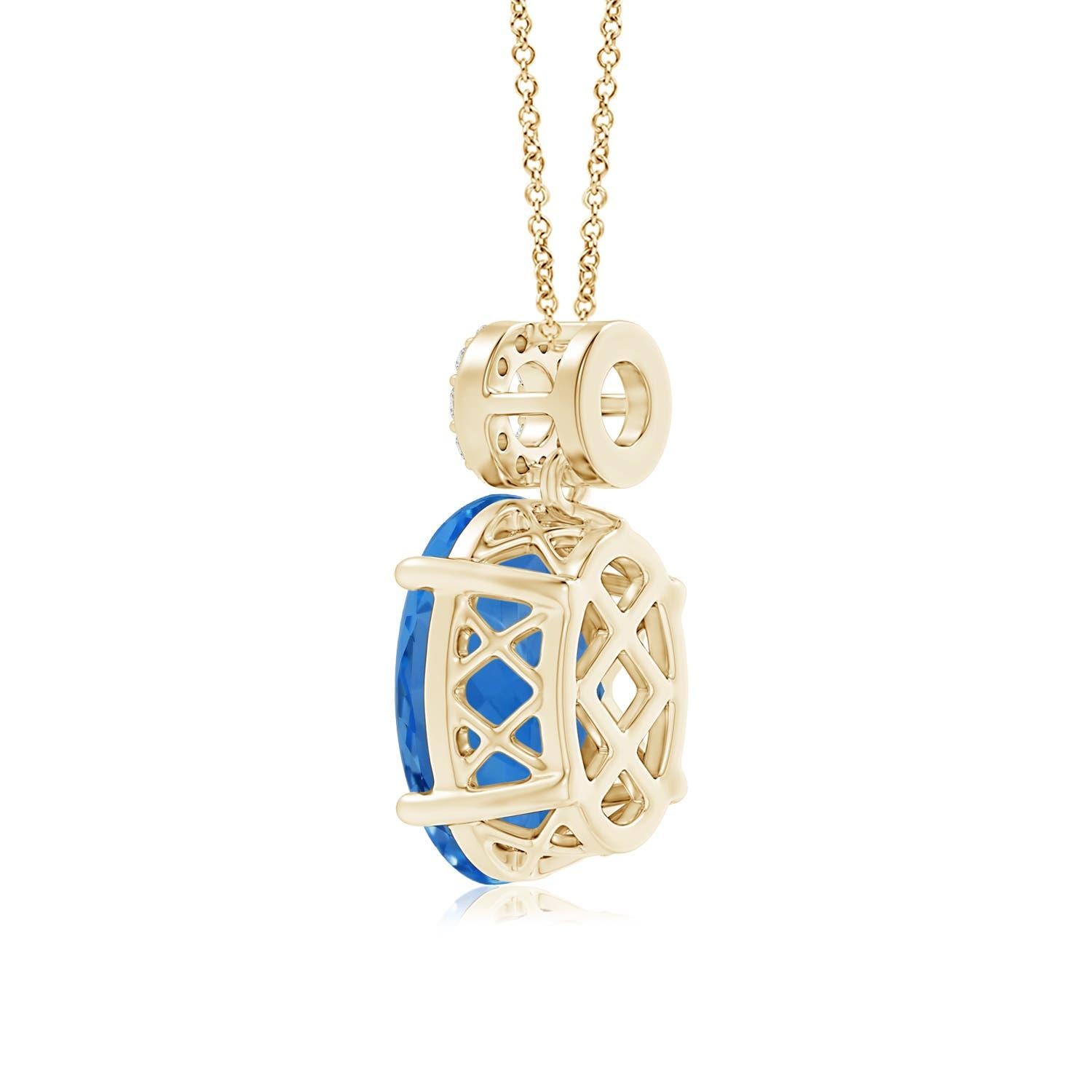 Angara Gia Certified Natural Aquamarine Yellow Gold Pendant Necklace In New Condition In Los Angeles, CA
