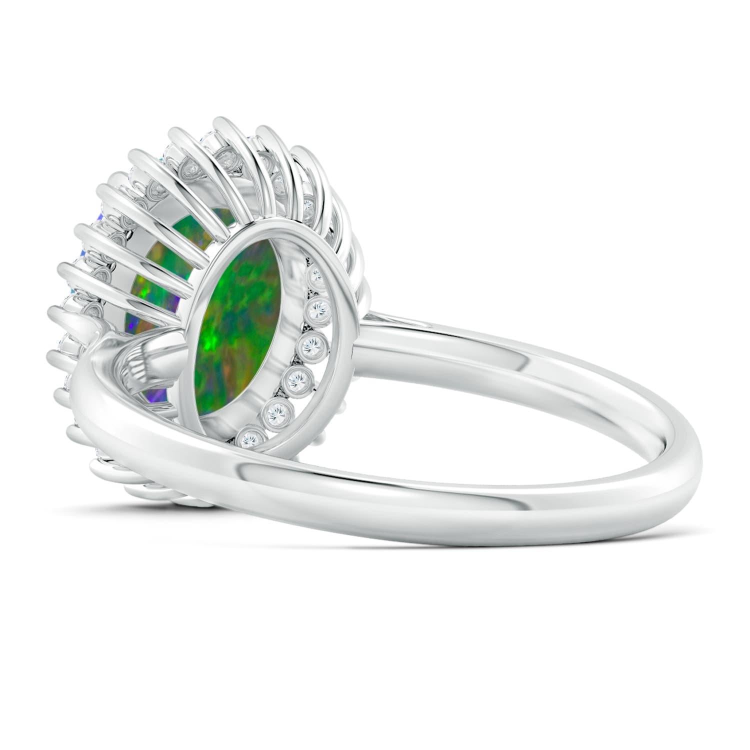 For Sale:  Angara Gia Certified Natural Black Opal Classic Oval Halo Ring in White Gold 4