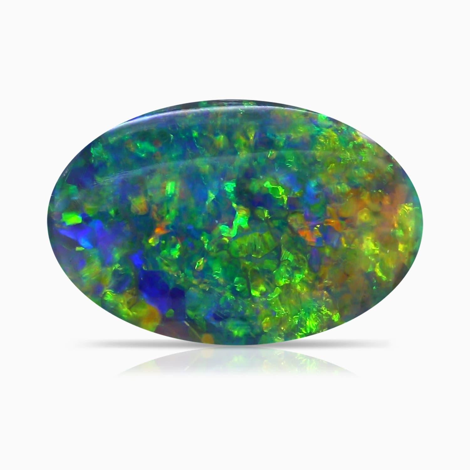 For Sale:  Angara Gia Certified Natural Black Opal Classic Oval Halo Ring in Yellow Gold 6