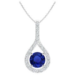 ANGARA Platin-Anhänger mit GIA-zertifiziertem natürlichem blauem Saphir und Diamant