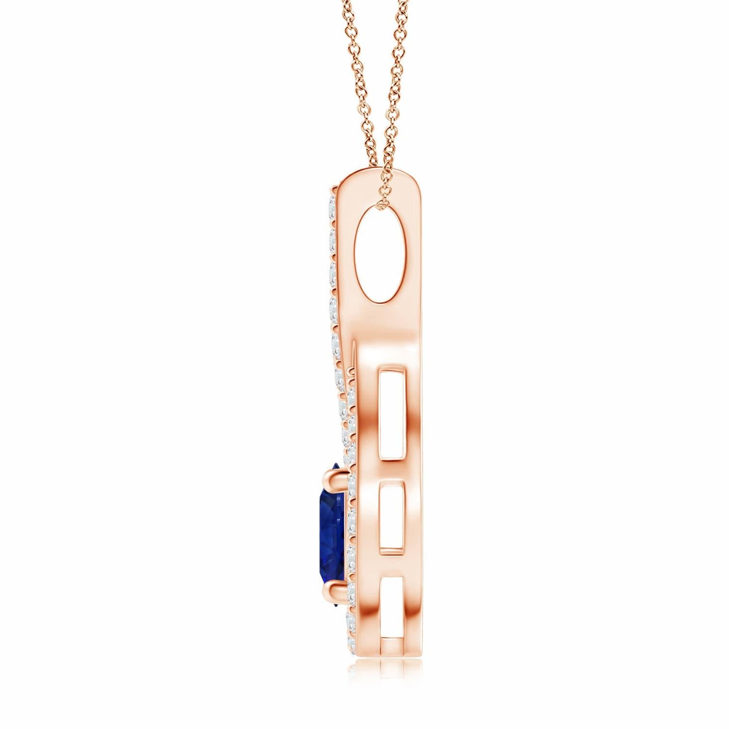 GIA Certified Floating Blue Sapphire Round Pendant with Diamonds

