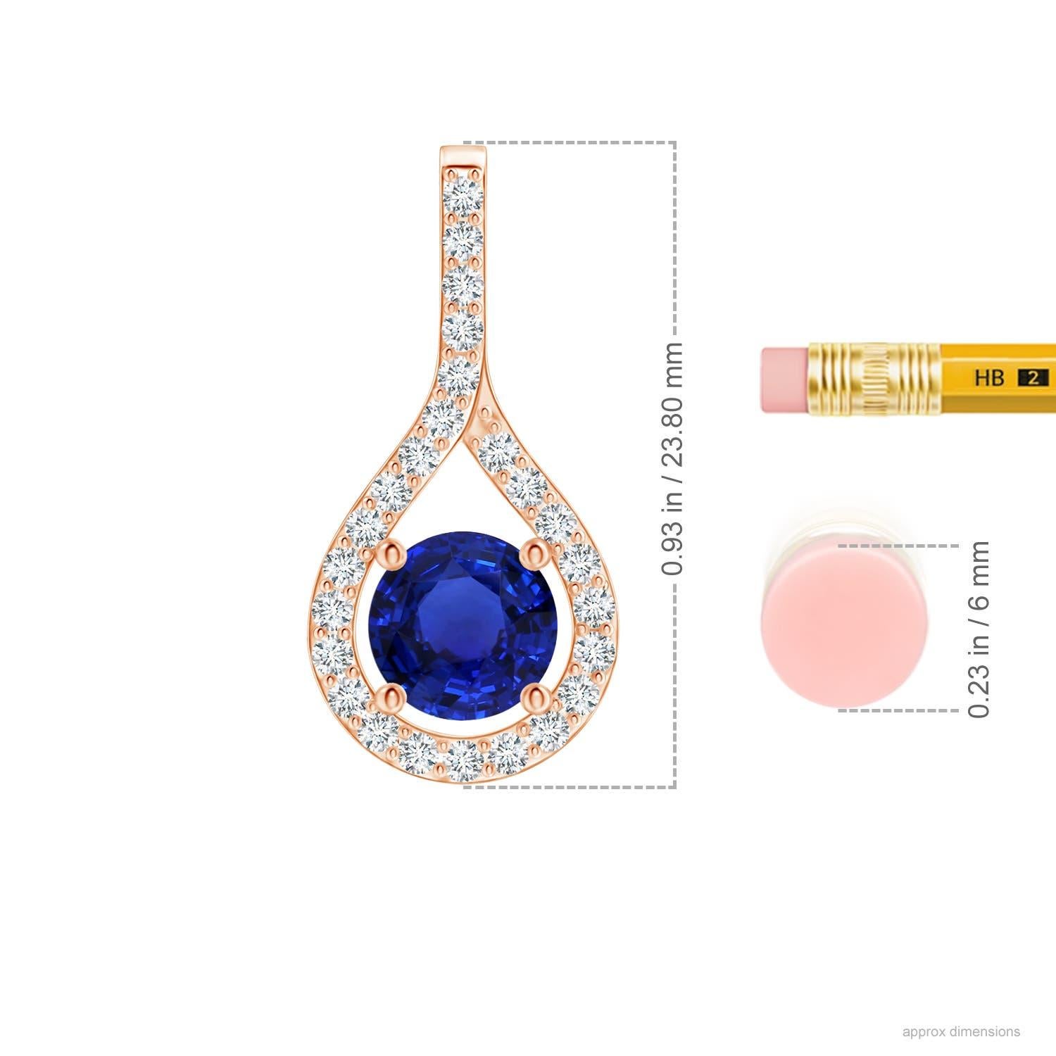 Modern ANGARA GIA Certified Natural Blue Sapphire and Diamond Rose Gold Pendant