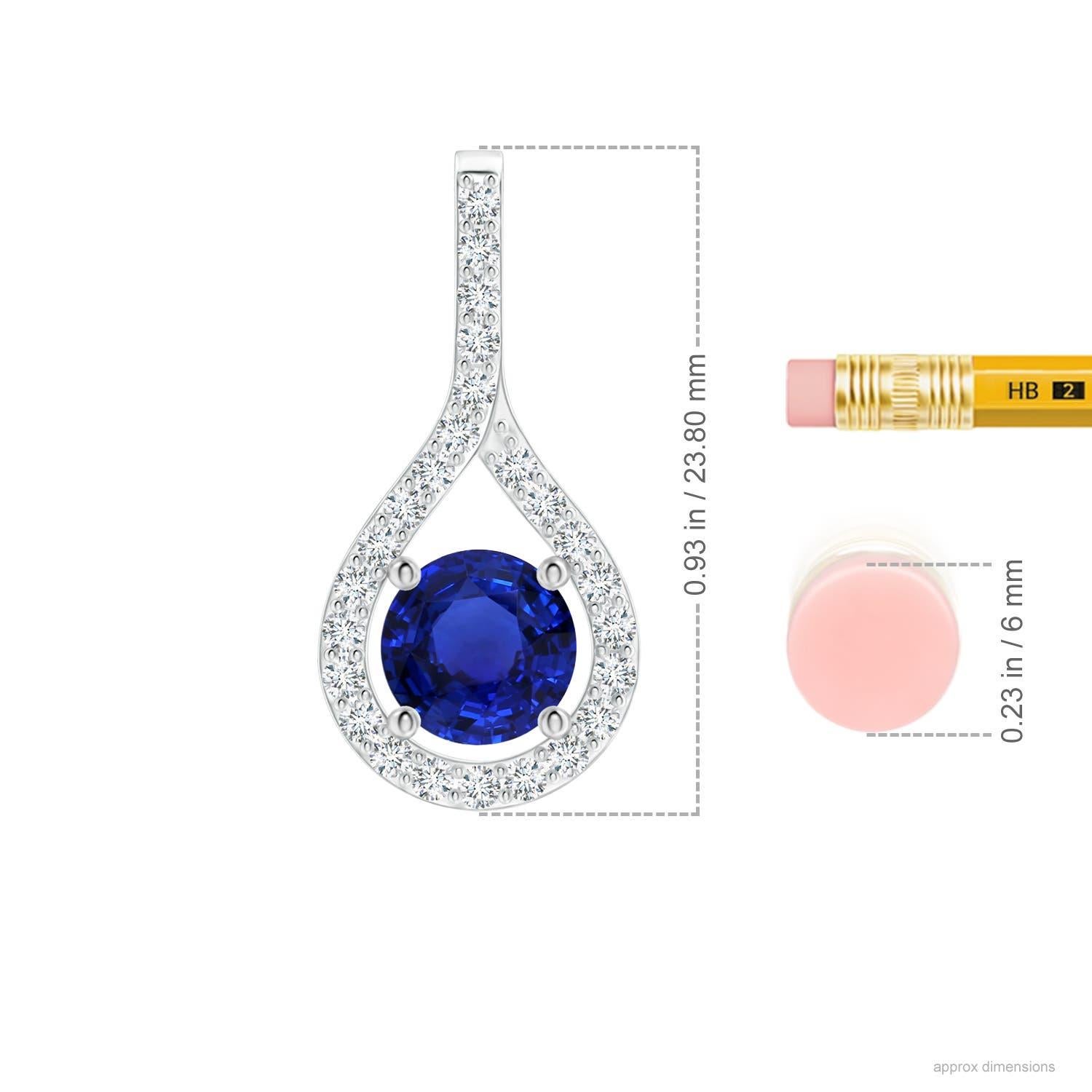 Modern Angara GIA Certified Natural Blue Sapphire and Diamond White Gold Pendant For Sale