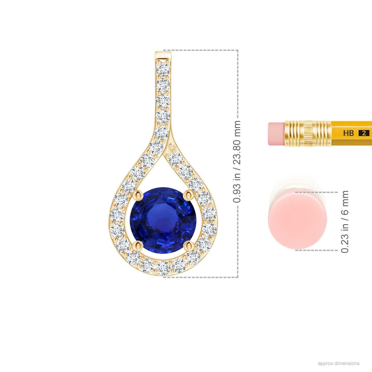 ANGARA GIA Certified Natural Blue Sapphire and Diamond Yellow Gold Pendant In New Condition In Los Angeles, CA