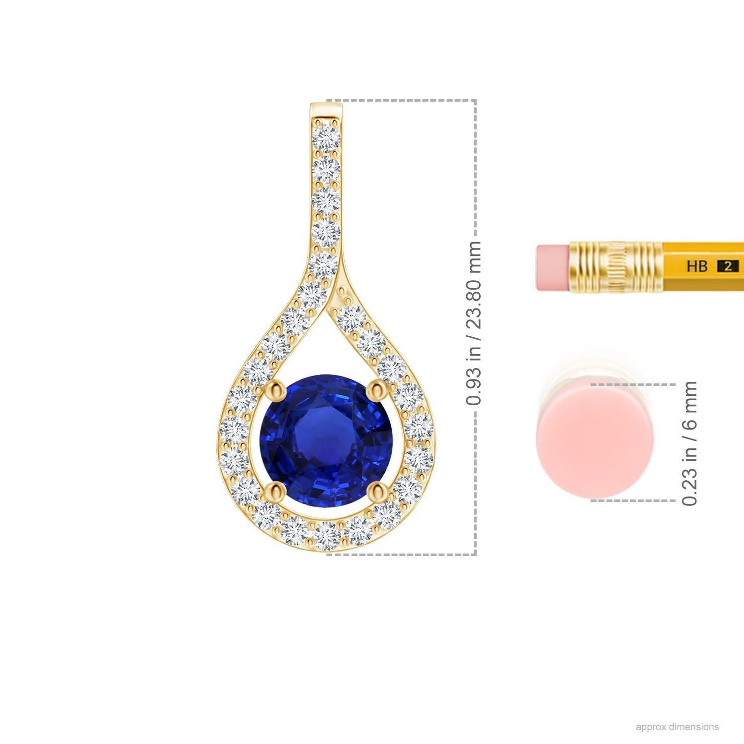 Modern ANGARA GIA Certified Natural Blue Sapphire and Diamond Yellow Gold Pendant