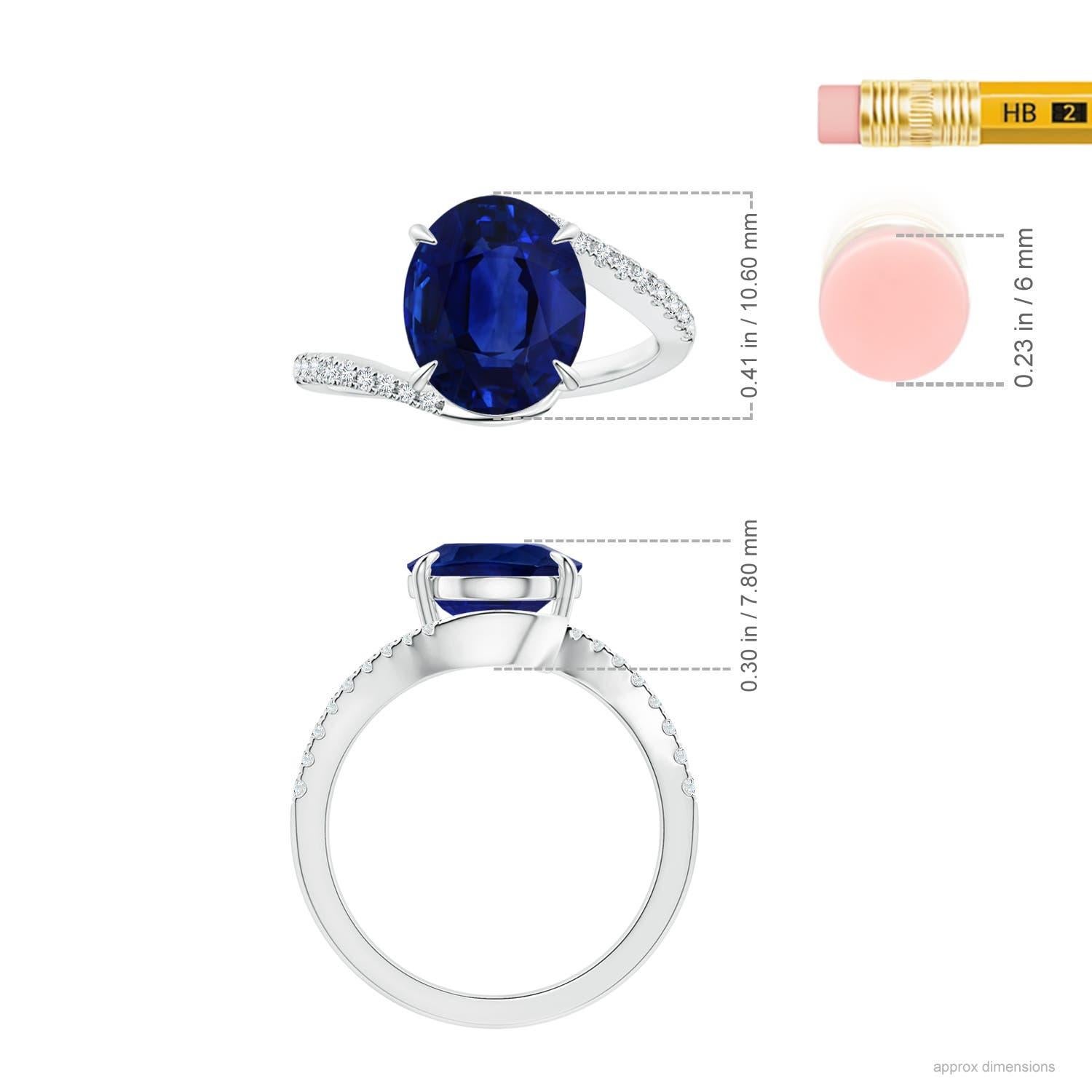 For Sale:  ANGARA GIA Certified Natural Blue Sapphire Bypass Ring in Platinum with Diamonds 4
