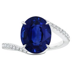 ANGARA GIA zertifizierter natürlicher blauer Saphir Bypass-Ring aus Platin mit Diamanten