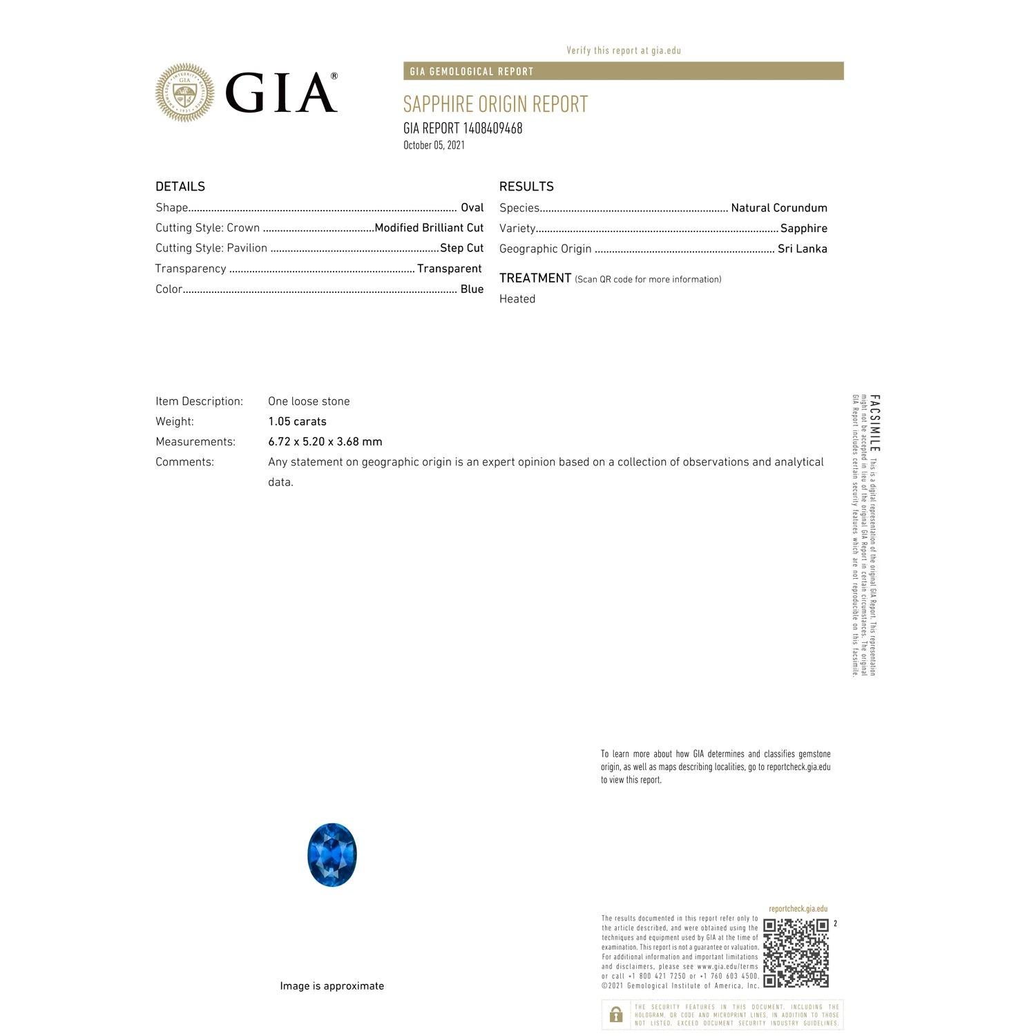 Im Angebot: Angara Gia Ring aus Weißgold mit 3 Steinen, zertifizierter natürlicher blauer Saphir und Diamant () 3