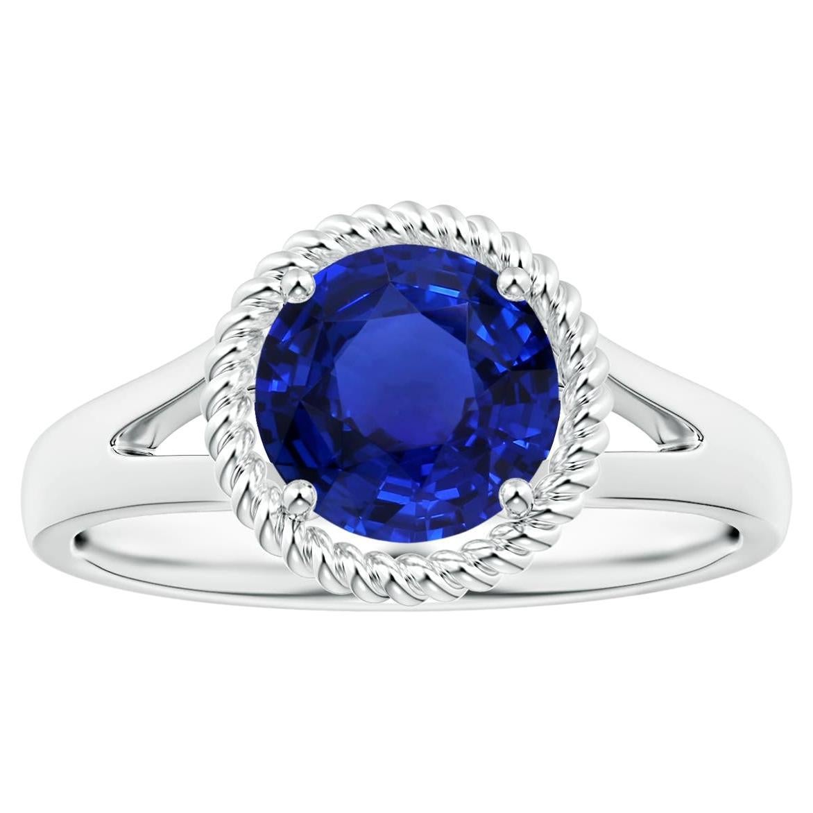 For Sale:  ANGARA GIA Certified Natural Blue Sapphire Halo Ring in Platinum