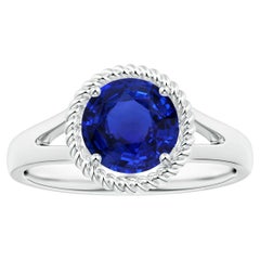 ANGARA GIA Certified Natural Blue Sapphire Halo Ring in Platinum