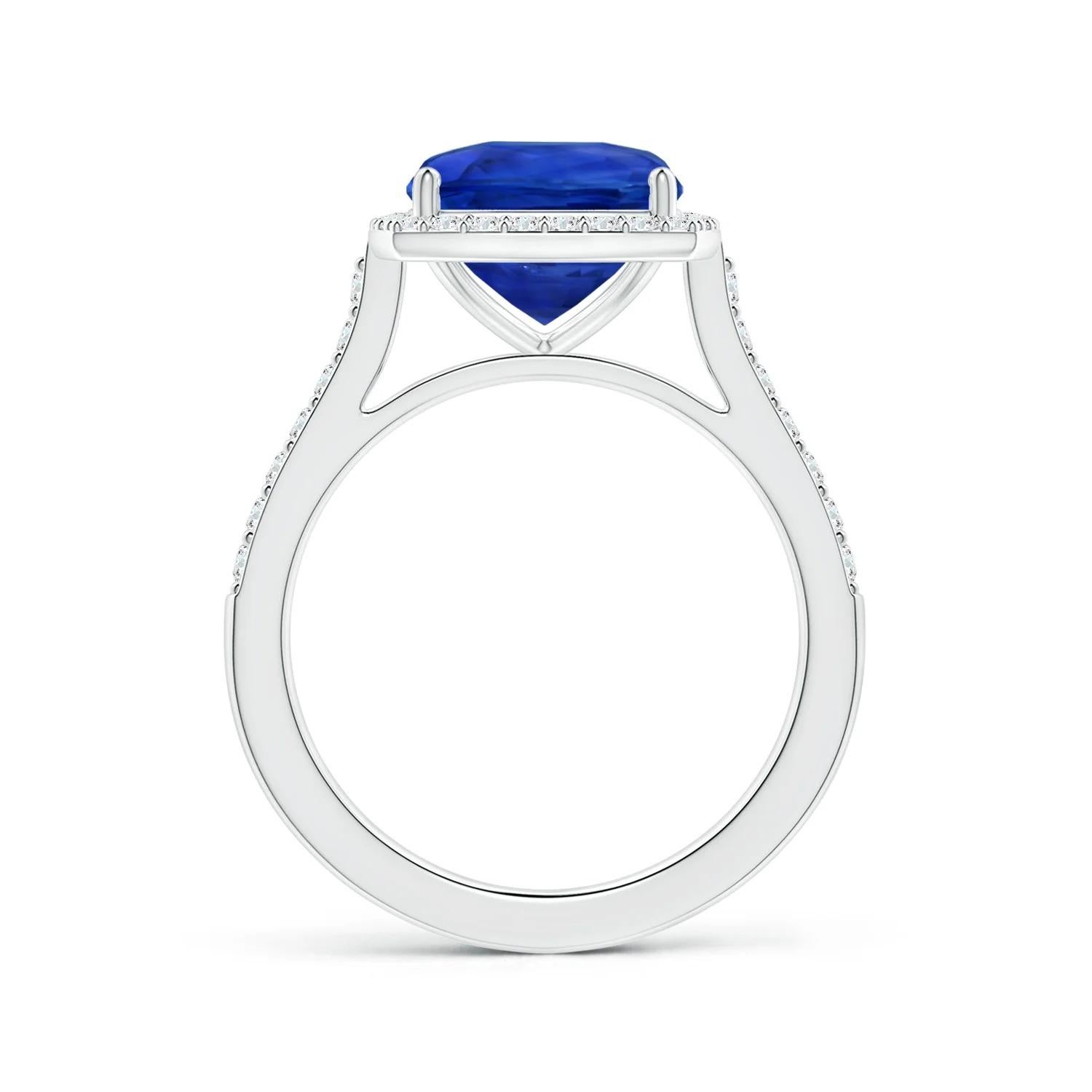 For Sale:  ANGARA GIA Certified Natural Blue Sapphire Halo Ring in Platinum with Diamonds 2
