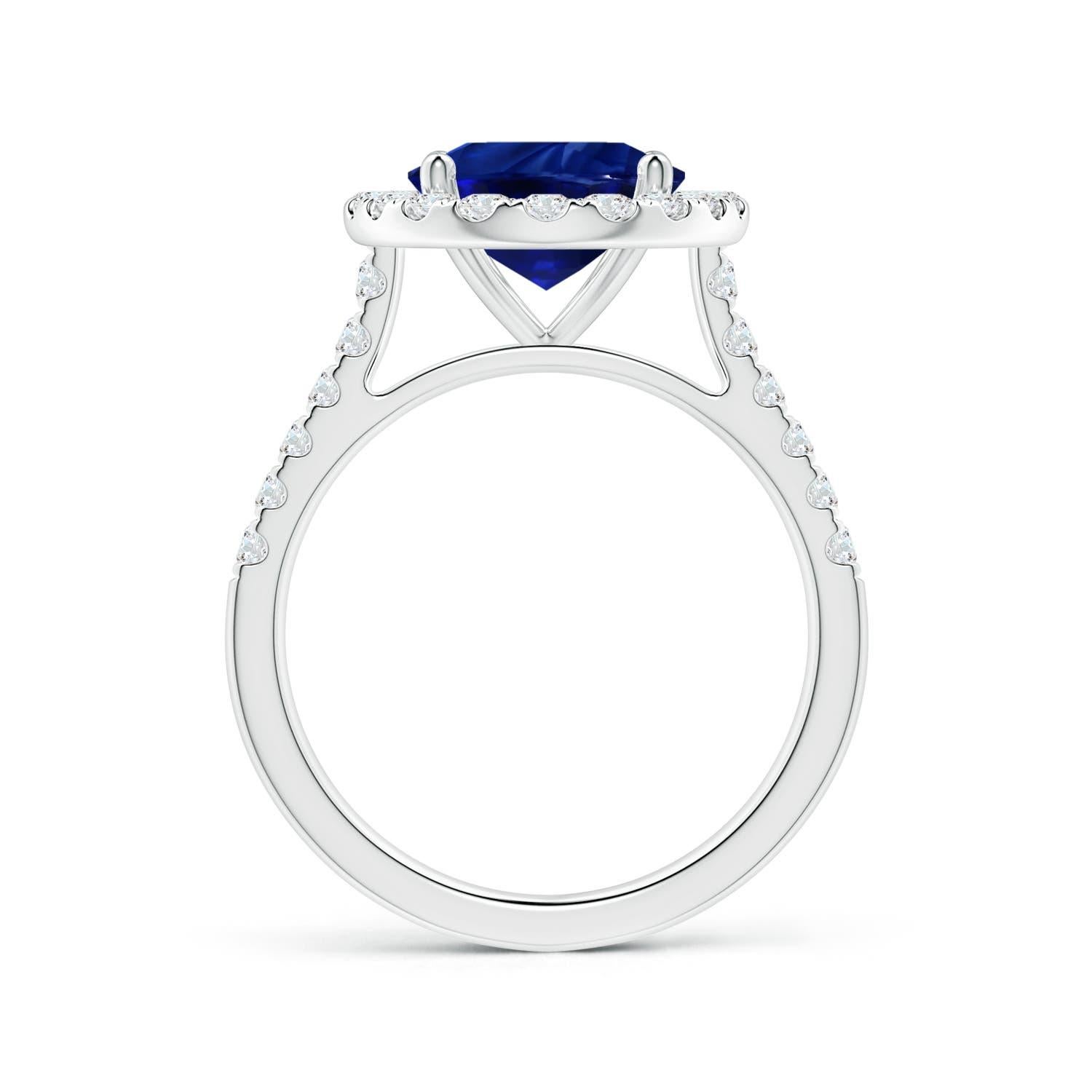 Angara Gia Certified Natural Blue Sapphire Halo Ring in Platinum with Diamonds 2