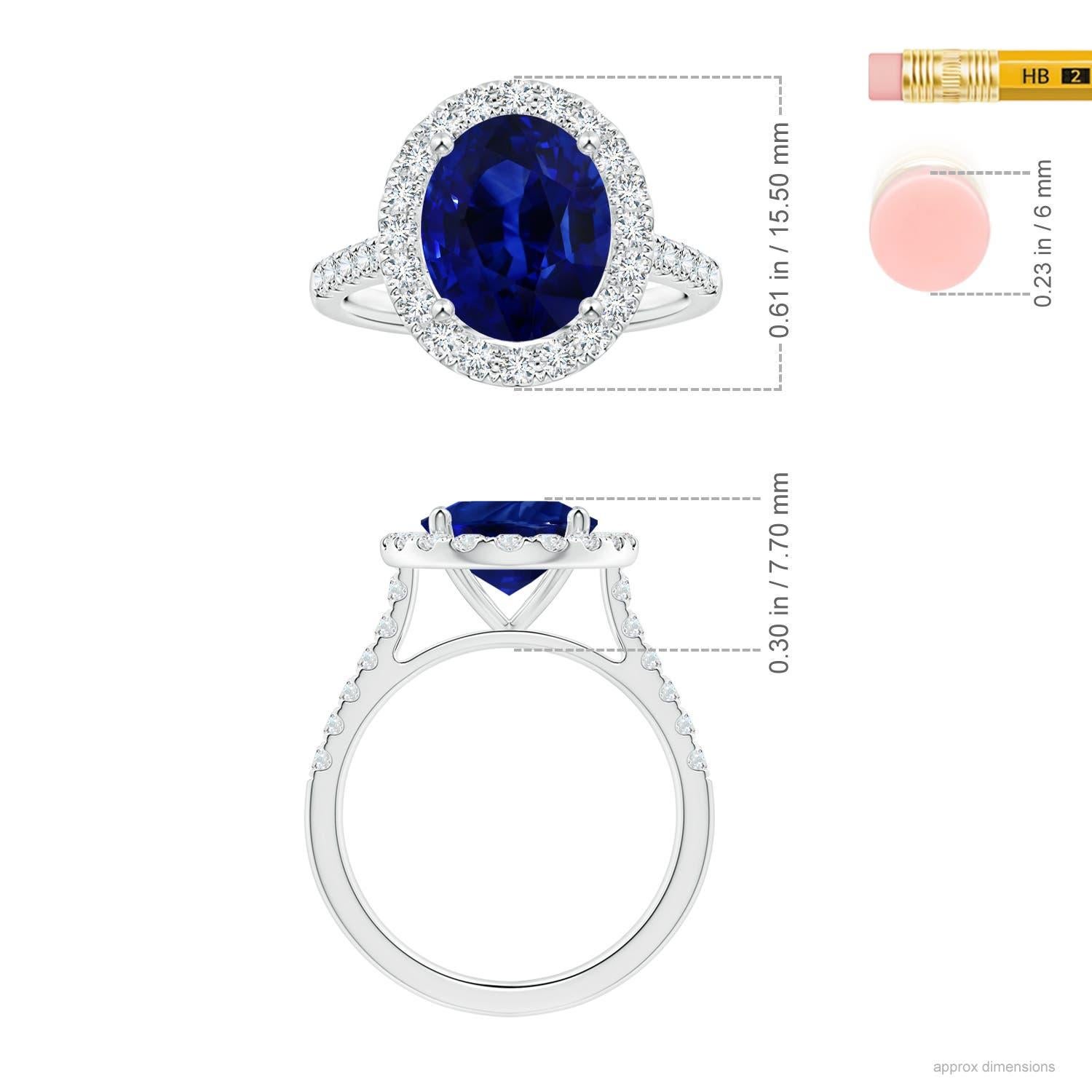 For Sale:  Angara Gia Certified Natural Blue Sapphire Halo Ring in Platinum with Diamonds 5