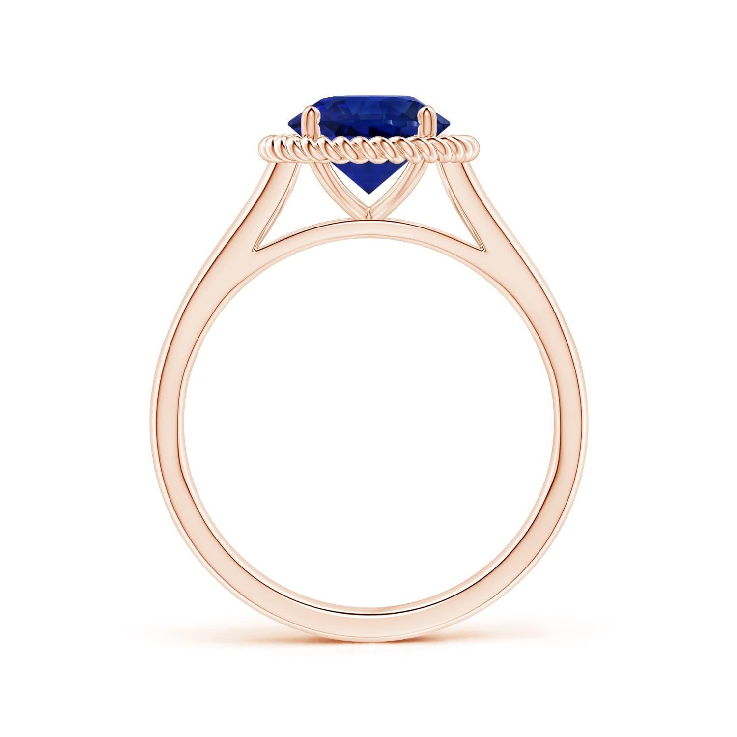 For Sale:  ANGARA GIA Certified Natural Blue Sapphire Halo Ring in Rose Gold 2